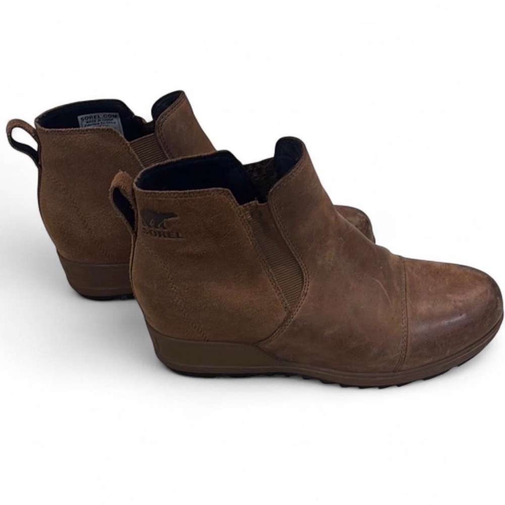 Sorel Tan Suede Chelsea Ankle Booties